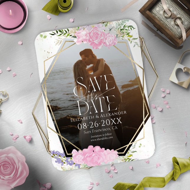 Wildflower Spring Photo Wedding Save The Date Magnet (Creator Uploaded)