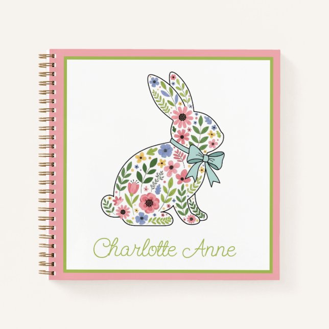 Wildflower Spring Rabbit Personalized Notebook (Front)