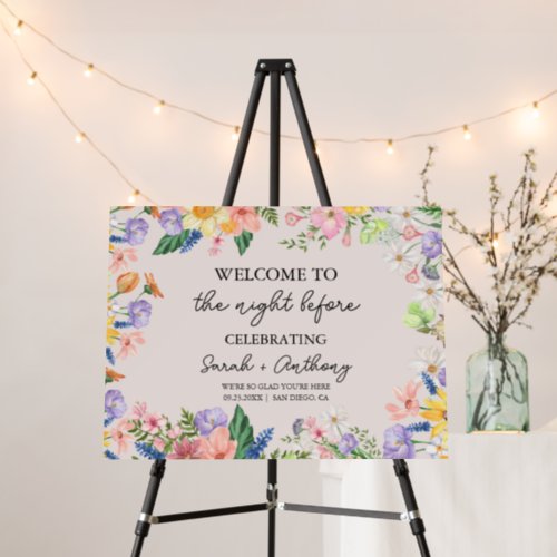 Wildflower Spring Rehearsal Dinner Welcome Sign 