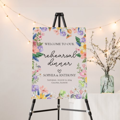 Wildflower Spring Rehearsal Dinner Welcome Sign