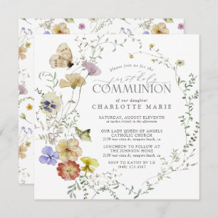 Wildflower Spring Summer First Holy Communion Invitation