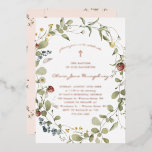 Wildflower Spring Summer Floral Baptism  Foil Invitation<br><div class="desc">Featuring beautiful soft wildflowers in an array of colors. So romantic and lovely! Shades of pink and light neutrals combine for a fresh take on modern whimsy. Iris mauve is such a heavenly hue that provides a perfect base for a chic spring or summer event — ​and it plays so...</div>