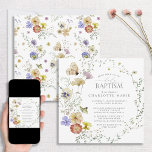 Wildflower Spring Summer Floral Watercolor Baptism Invitation at Zazzle