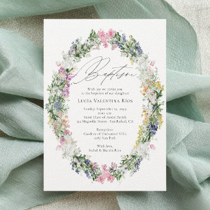 Wildflower Spring Summer Floral Watercolor Baptism Invitation