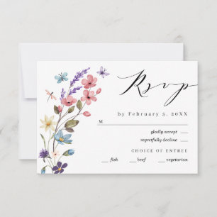 Wildflower Spring Summer Floral Wedding RSVP Card