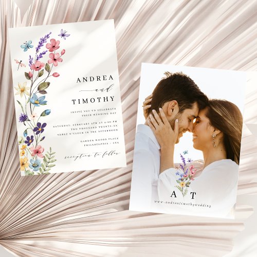 Wildflower Spring Summer Monogram Wedding Photo