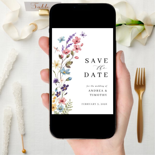 Wildflower Spring Summer Wedding  Save The Date (Front Digital)