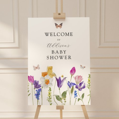 Wildflower Spring Time Baby Shower Welcome Sign