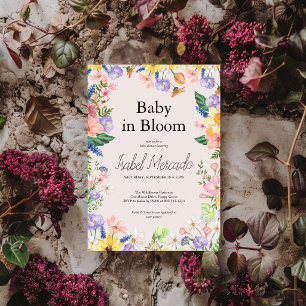 Wildflower Spring Watercolor Baby in Bloom Invitation