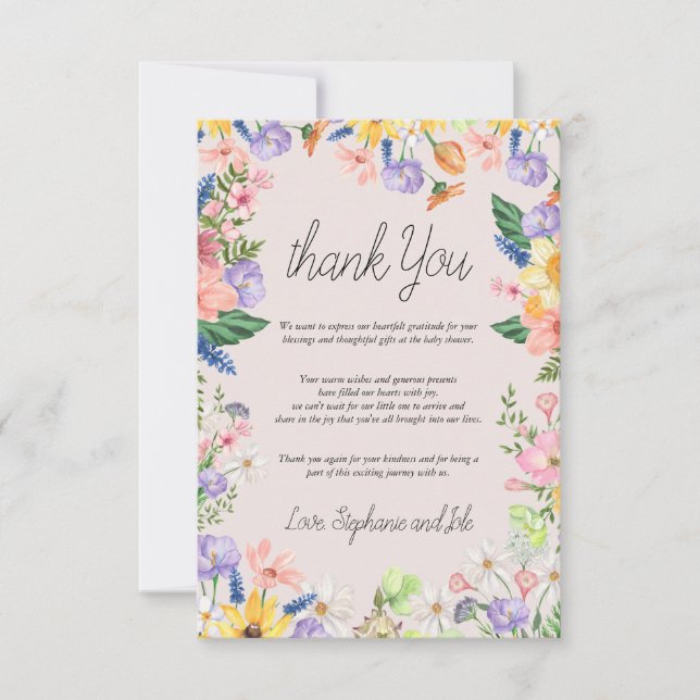 Wildflower Spring Watercolor Baby shower Thank you (Front)