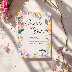 Wildflower Spring Wedding Cigar Sign Card