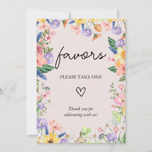 Wildflower Spring Wedding Favors Sign Card