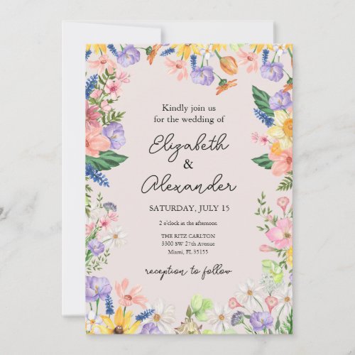 Wildflower Spring Wedding Invitation