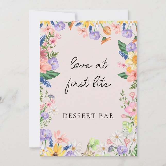Wildflower Spring Wedding Love at First Bite Sign  Invitation (Front)