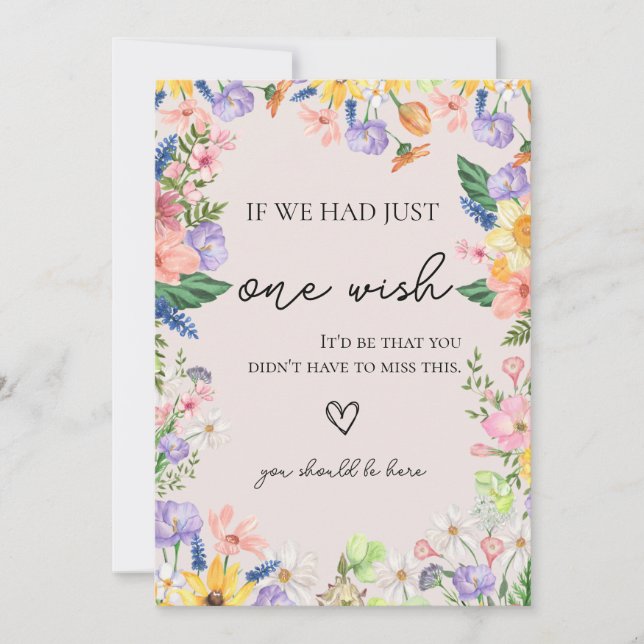 Wildflower Spring Wedding Memorial Sign Card (Front)
