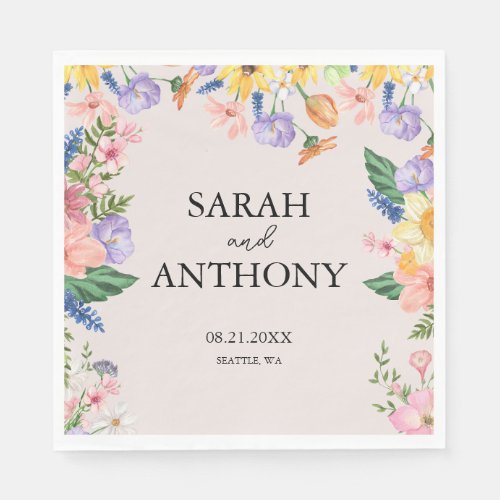 Wildflower Spring Wedding Napkins