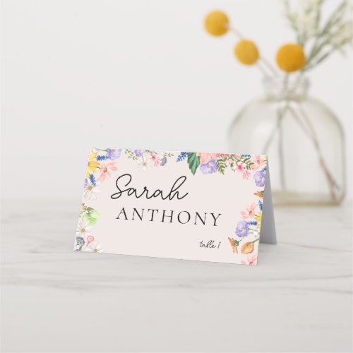 Wildflower Spring Wedding Place Card