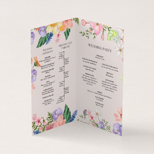 Wildflower Spring Wedding Program Card