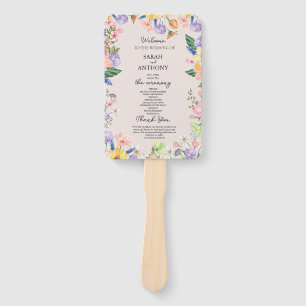 Wildflower Spring Wedding Program Hand Fan