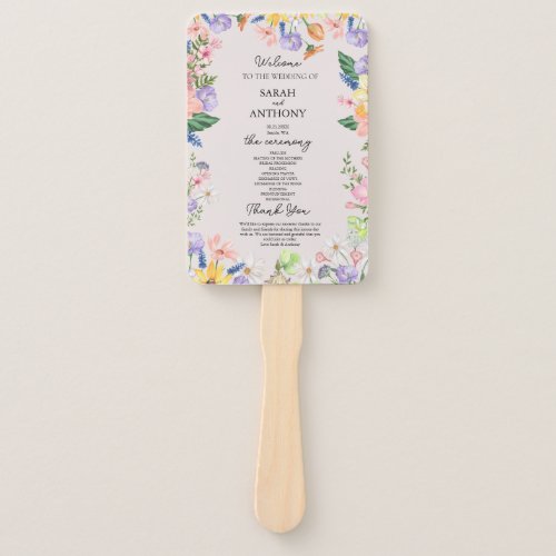 Wildflower Spring Wedding Program Hand Fan