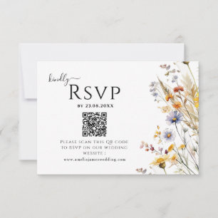 Wildflower Spring Wedding QR code RSVP Card