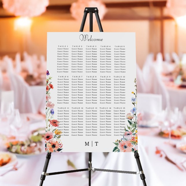 Wildflower Spring Wedding Seating Chart Foam Board (Creator Uploaded)