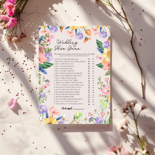 Wildflower Spring Wedding Shoe Game Card