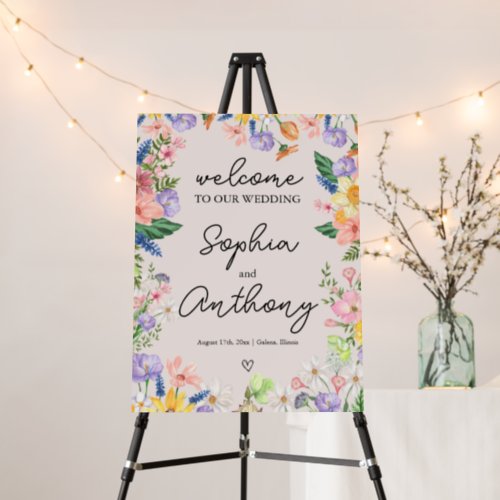 Wildflower Spring Wedding Welcome Sign