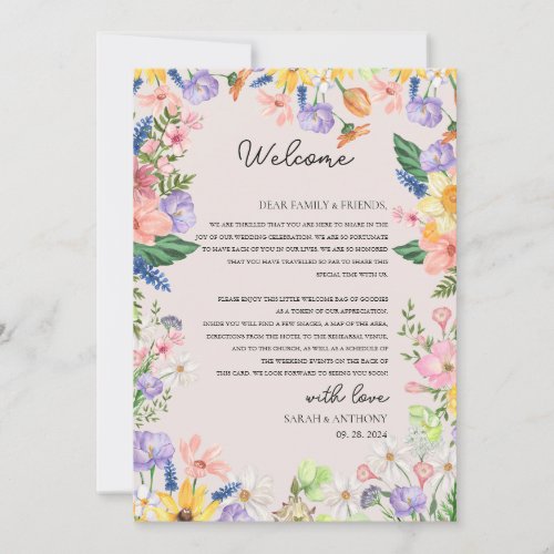 Wildflower Spring Welcome Letter  Timeline Card