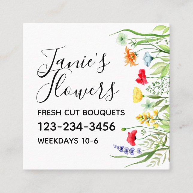 Wildflower Square Square Business Card (Front)