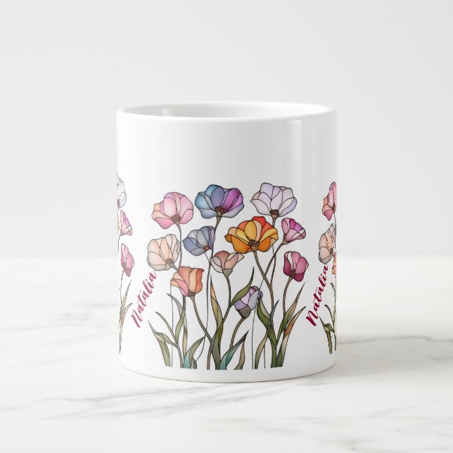 Wildflower Stained Glass Giant Coffee Mug (Front)