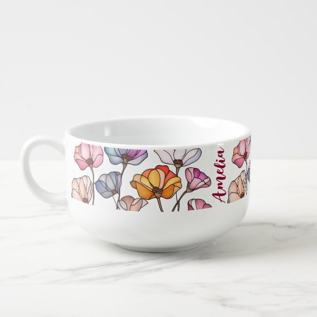 Wildflower Stained Glass Soup Mug (Right)