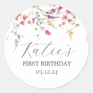 Wildflower Sticker, Wildflower Birthday Sticker,  Classic Round Sticker