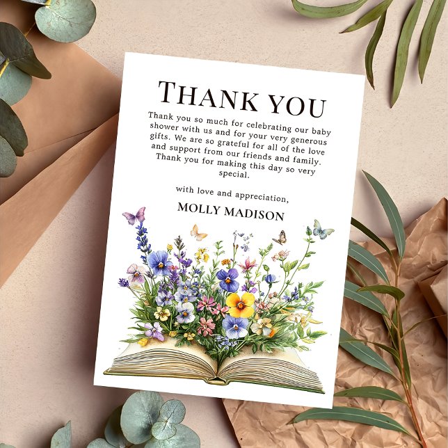 Wildflower Storybook Baby Shower Thank You Card (Creator Uploaded)