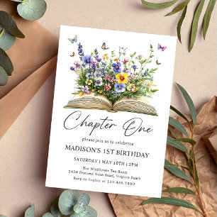 Wildflower Storybook Chapter One First Birthday Invitation