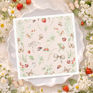 Wildflower Strawberry Butterfly Napkins