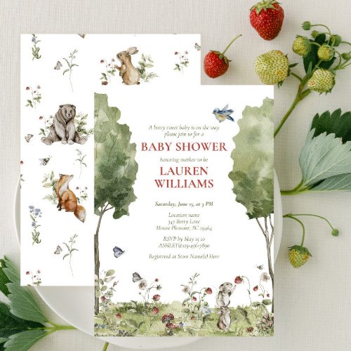 Wildflower Strawberry Summer Baby Shower Invitatio Invitation