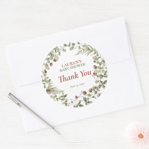 Wildflower Strawberry Summer Baby Shower Thank You Classic Round Sticker