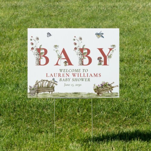 Wildflower Strawberry Summer Baby Shower Welcome Sign