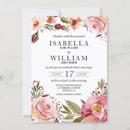 Wildflower Summer Boho Wedding Invitation