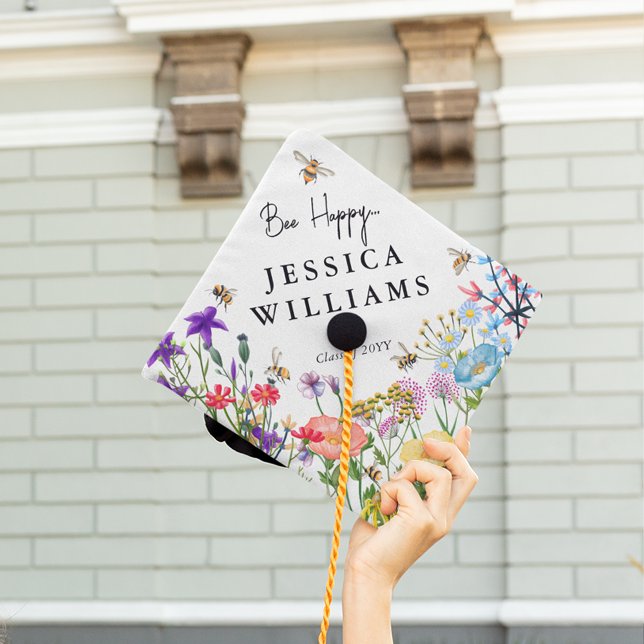 Wildflower Summer Garden & Bees Graduation Cap Top (Creator Uploaded)