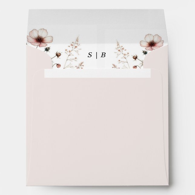 Wildflower summer minimalist drinks wedding menue envelope (Back (Bottom))