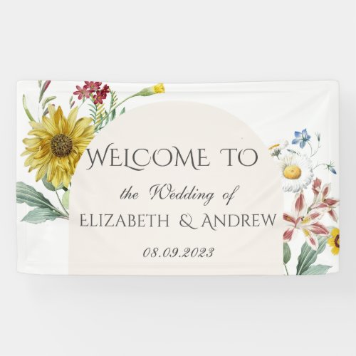 Wildflower Sunflower Butterflies Banner