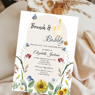 Wildflower Sunflower Butterflies Brunch & Bubbly  Invitation