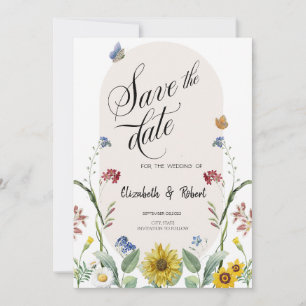 Wildflower Sunflower Butterflies Save The Date