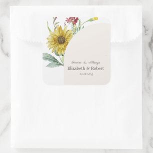 Wildflower Sunflower Butterflies Square Sticker