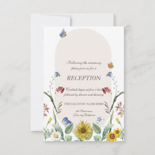 wildflower Sunflower Butterflies Wedding   Invitation