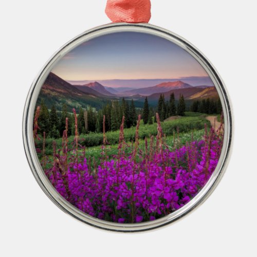 Wildflower Sunrise  Crested Butte Colorado Metal Ornament