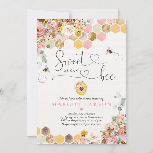 Wildflower Sweet As Can Bee Baby Shower  Invitation
