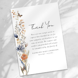 Wildflower Sympathy Funeral Thank You Card